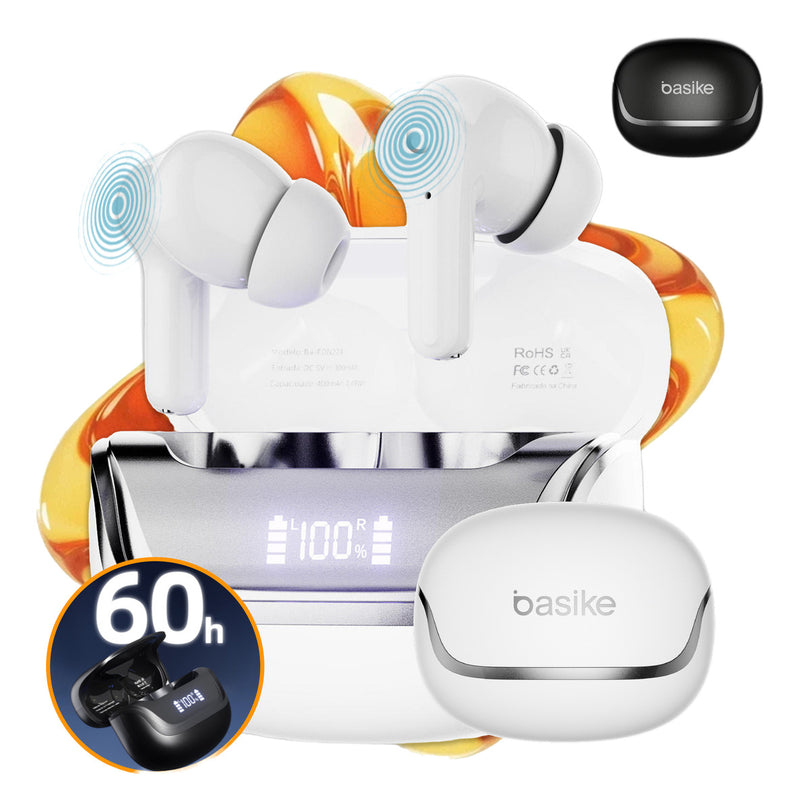 Fone de Ouvido Basike Ba FON 224 Bluetooth 5.4 Buds 60 Horas de Bateria Redução de Ruído