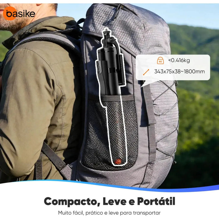 Tripé Basike Ba SPO 430 1.80 Metros Universal Estável 306 Bastão Selfie Com Controle - Basike Brasil Oficial