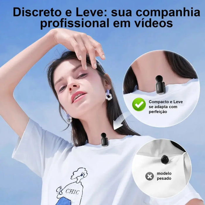 Microfone Basike Lapela Basike 009 Duplo Sem Fio Profissional Duplo Anti Ruído Tipo C - Basike Brasil Oficial