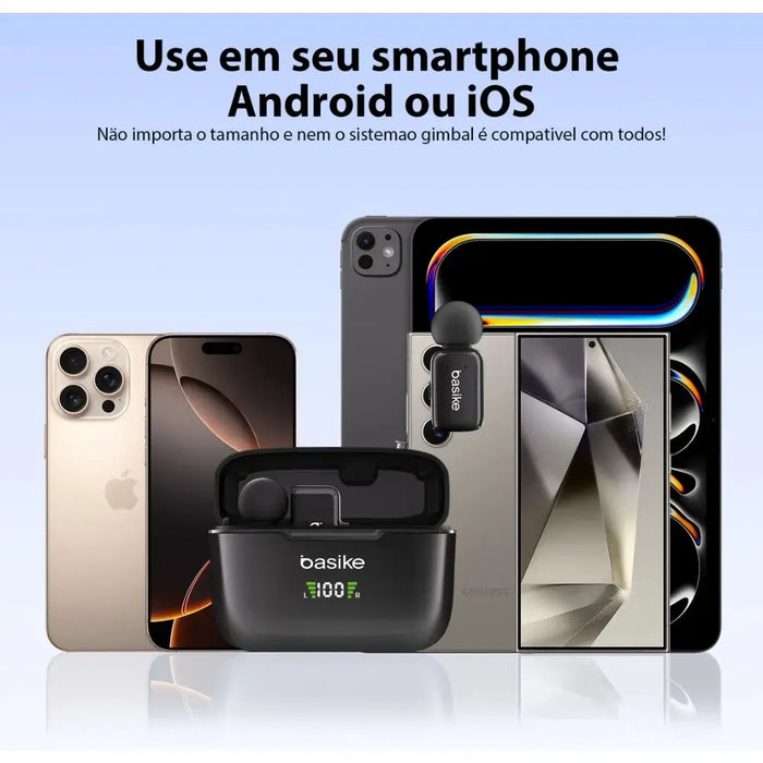 Microfone Basike Lapela Basike 009 Duplo Sem Fio Profissional Duplo Anti Ruído Tipo C - Basike Brasil Oficial