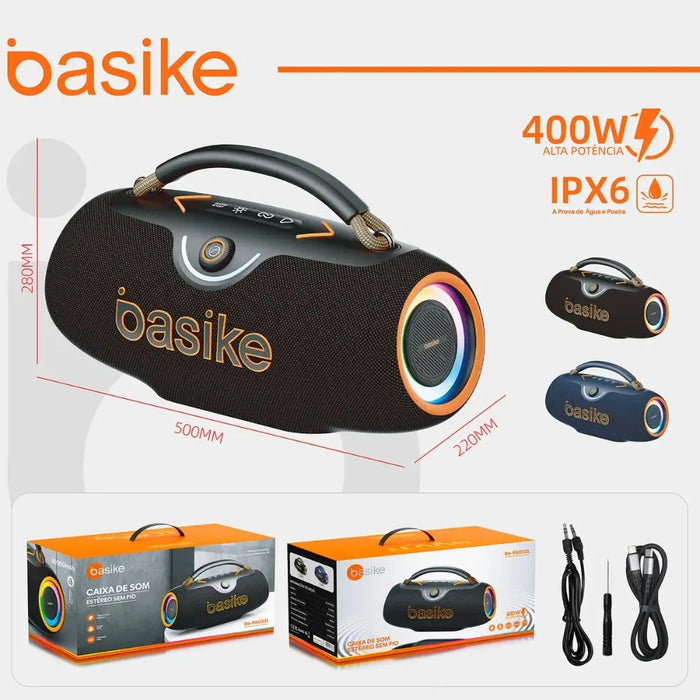 Caixa de Som Basike Ba RAD 321 400W Subwoofer Ativo Boombox Bass Boost Com RGB - Basike Brasil Oficial