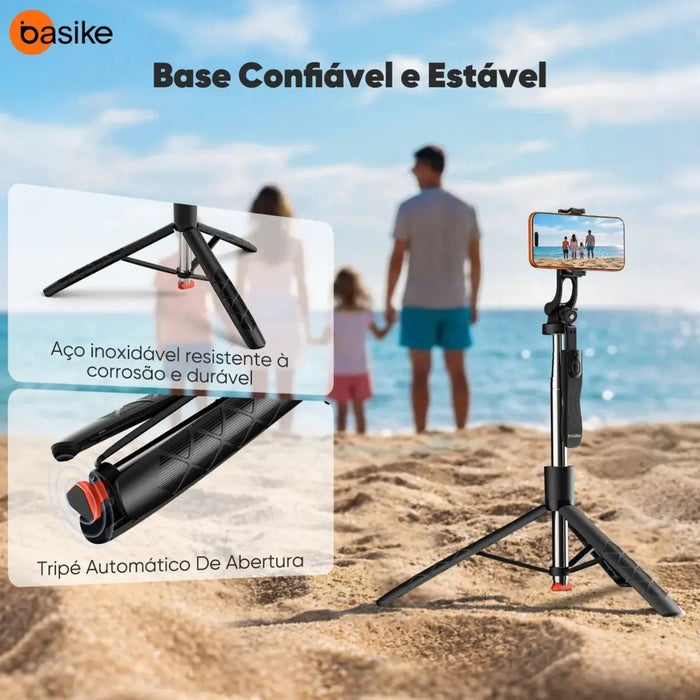 Tripé Basike Ba SPO 430 1.80 Metros Universal Estável 306 Bastão Selfie Com Controle - Basike Brasil Oficial
