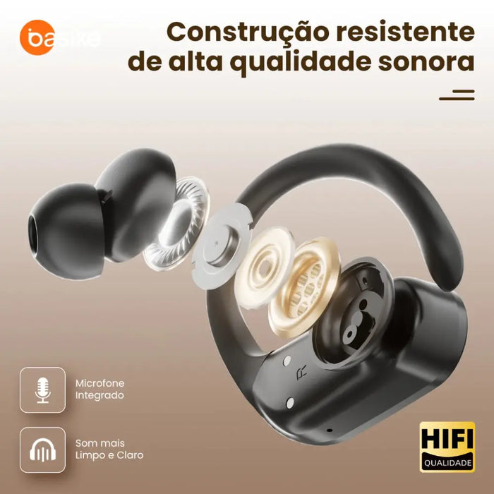 Fone De Ouvido Basike 318 Bluetooth 6.0 Ba FON 318 Tipo Gancho TWS IPX6 Cancelamento de Ruido - Basike Brasil Oficial