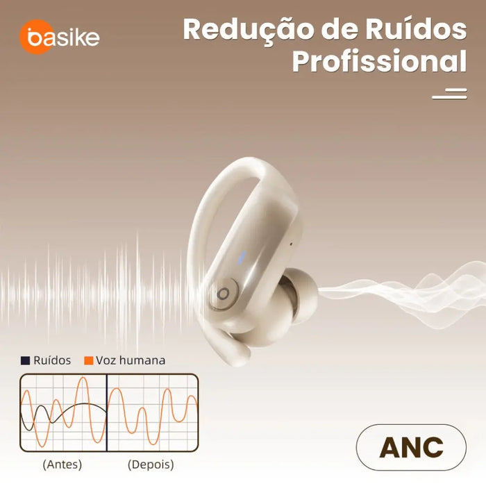 Fone De Ouvido Basike 318 Bluetooth 6.0 Ba FON 318 Tipo Gancho TWS IPX6 Cancelamento de Ruido - Basike Brasil Oficial