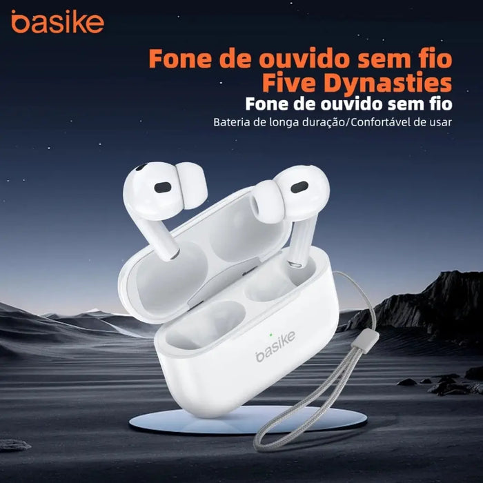 FON 12061 — Fone de Ouvido TWS Sem Fio Bluetooth Branco com Cancelamento de Ruido IPX5 - Basike Brasil Oficial