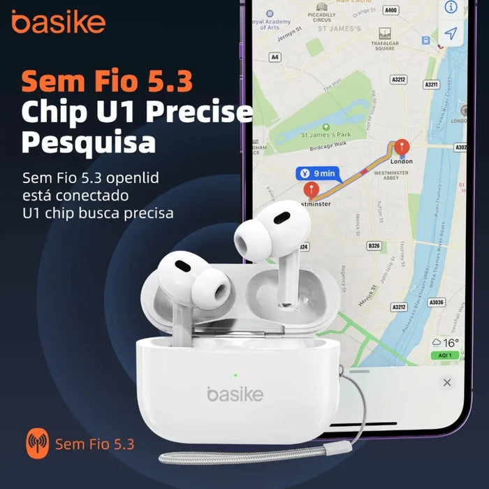 FON 12061 — Fone de Ouvido TWS Sem Fio Bluetooth Branco com Cancelamento de Ruido IPX5 - Basike Brasil Oficial