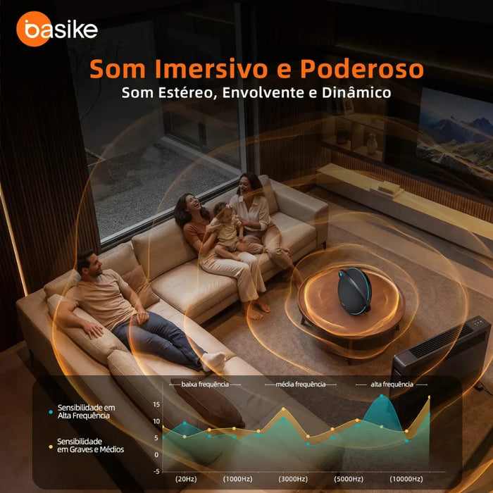 Caixa de Som Basike Ba MD 300 Sem Fio 300W RGB Com TWS Basike
