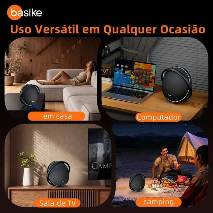 Caixa de Som Basike Ba MD 300 Sem Fio 300W RGB Com TWS Basike