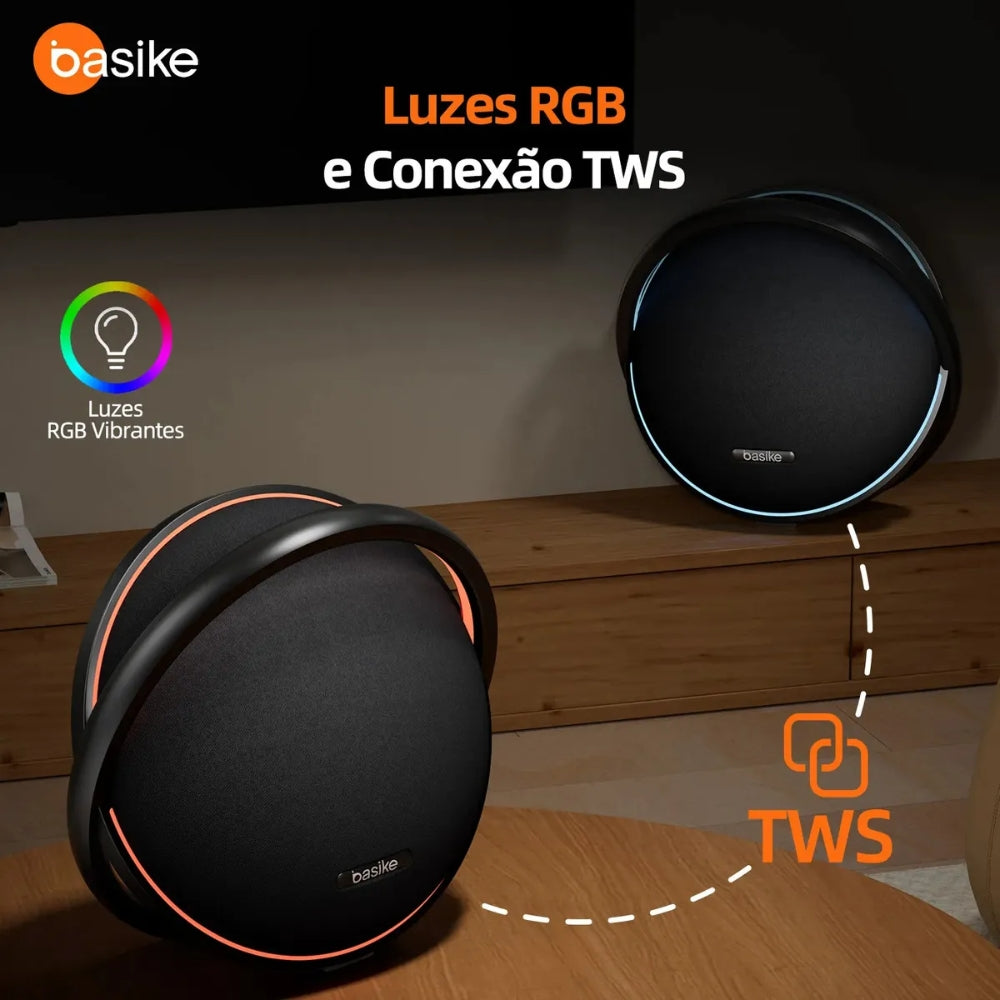 TWS シンユ　バパケ Caixa de Som Basike Ba MD 300 Sem Fio 300W RGB Com TWS – Basike