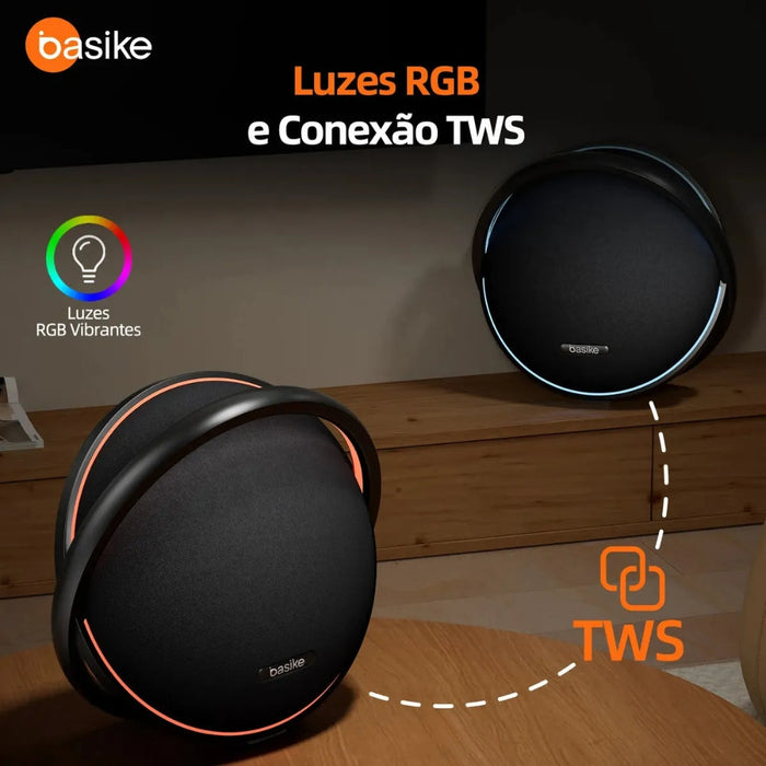 Caixa de Som Basike Ba MD 300 Sem Fio 300W RGB Com TWS Basike
