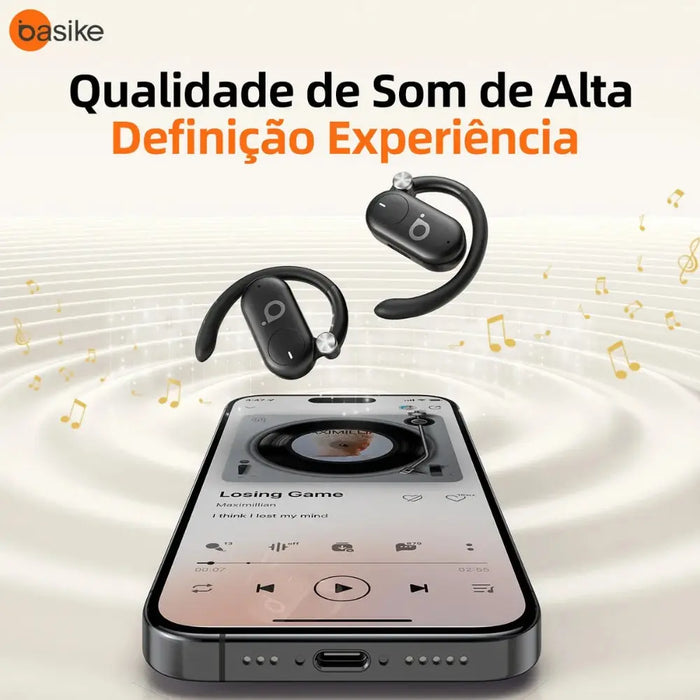 Fone de Ouvido Basike 158 Bluetooth Sem fio IPX6 à Prova D`Água Com Cancelamento de Ruido ENC Tipo Ganhco - Basike Brasil Oficial