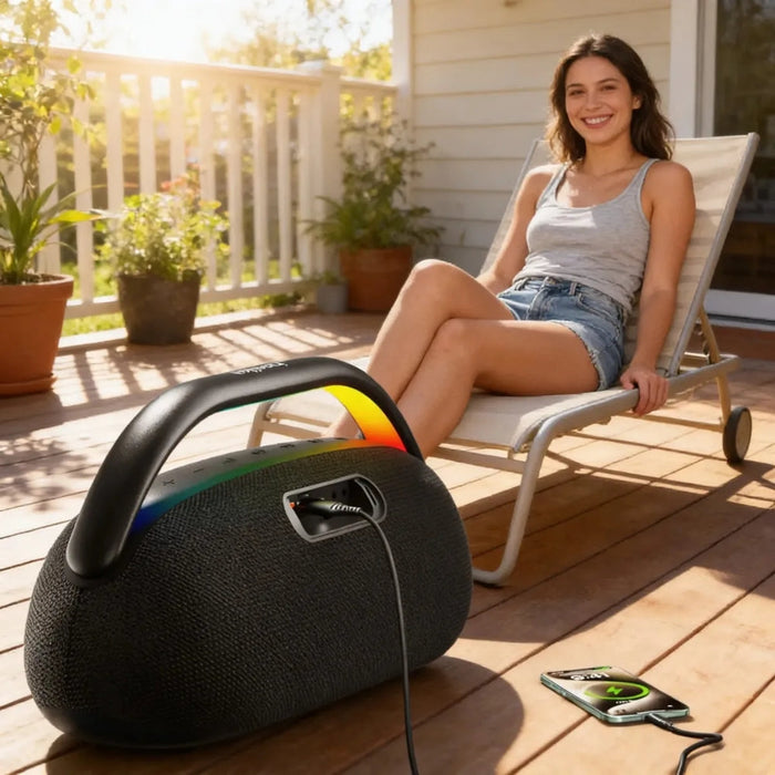 Caixa de Som Basike Ba MD 298 Bluetooth 200W Luz RGB tWS 18000mAh Basike