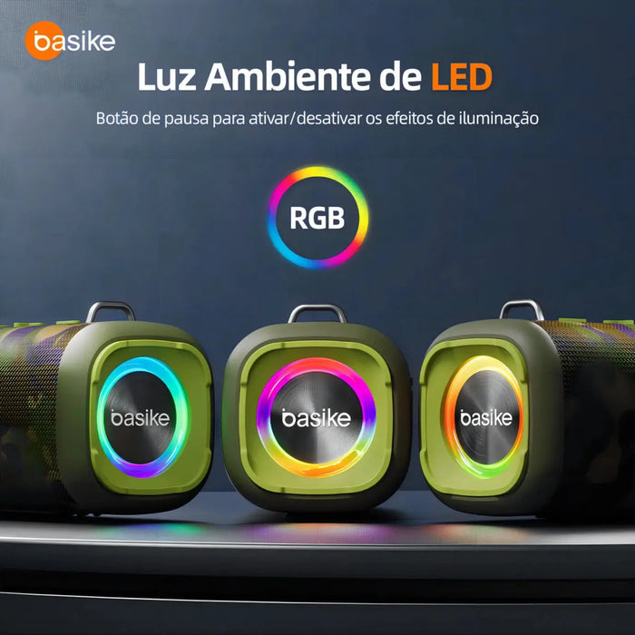Caixa de Som Basike Ba RAD 125 160W Bluetooth 5.3 RGB IPX6 8h de Bateria - Basike Brasil Oficial