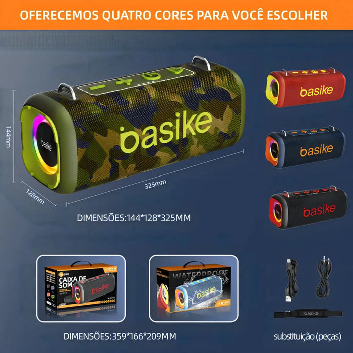 Caixa de Som Basike Ba RAD 125 160W Bluetooth 5.3 RGB IPX6 8h de Bateria - Basike Brasil Oficial