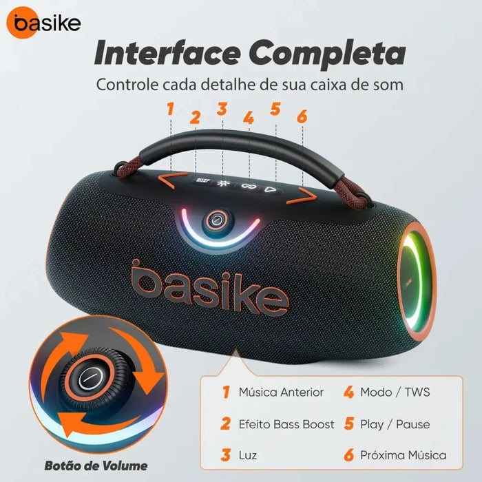 Caixa de Som Basike Ba RAD 321 400W Subwoofer Ativo Boombox Bass Boost Com RGB - Basike Brasil Oficial