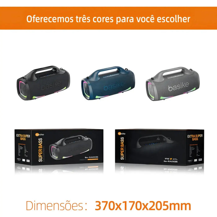 Caixa de Som Basike Ba RAD 035 100W Bluetooth Hifi TWS IPX6 - Basike Brasil Oficial
