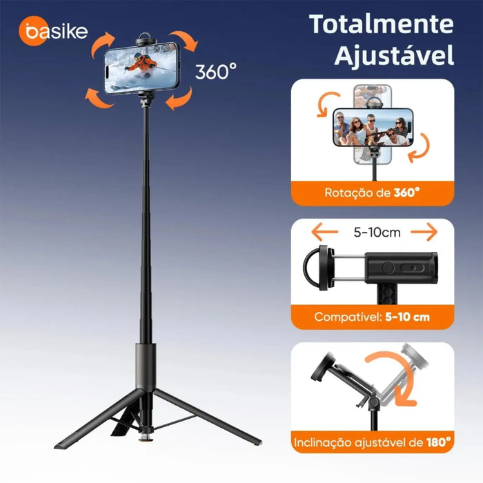 Tripé Basike Ba SPO 259 Abre Automático 1.77 Metros Controle Suporte Portátil Giratorio 360 (Cópia) - Basike Brasil Oficial