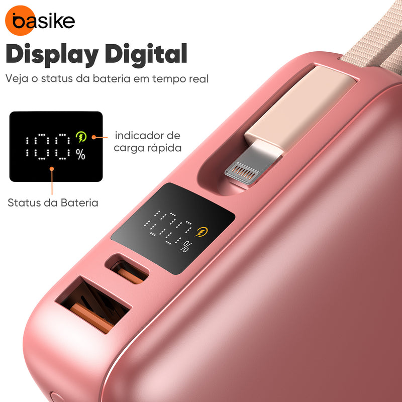 Power Bank B201 Basike 20.000mAh Carregamento Rápido 22.5W Saída Dupla Com Display