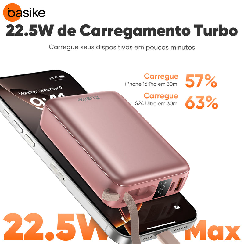 Power Bank B201 Basike 20.000mAh Carregamento Rápido 22.5W Saída Dupla Com Display