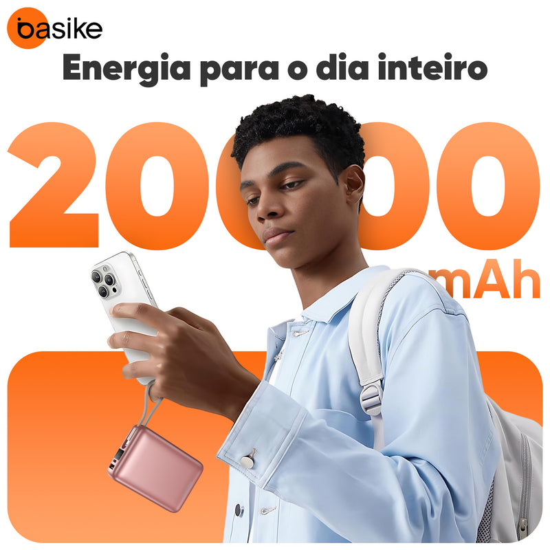 Power Bank B201 Basike 20.000mAh Carregamento Rápido 22.5W Saída Dupla Com Display