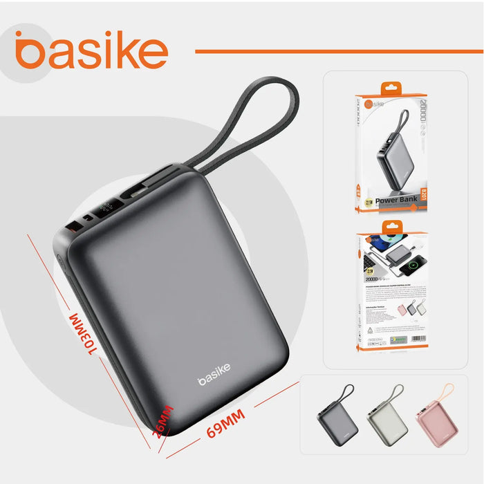 Power Bank B201 Basike 20.000mAh Carregamento Rápido 22.5W Saída Dupla Com Display - Basike Brasil Oficial