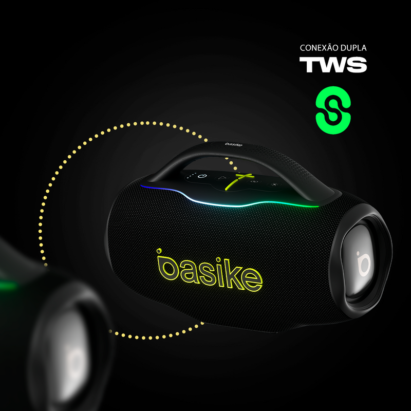 Caixa de Som Basike Ba RAD 294 100W com Subwoofer Bluetooth 8 horas de Bateria Ipx6