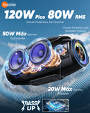Caixa de Som Basike Ba RAD 337 80W Boombox Sem Fio Bluetooth IPX6 TWS