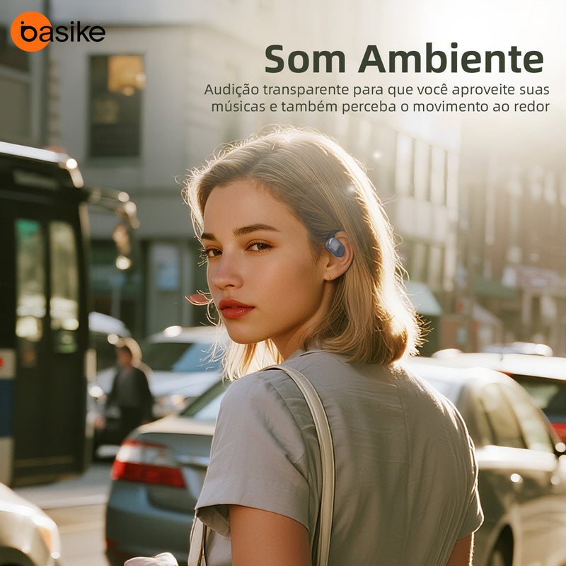 Fone De Ouvido Basike Ba FON 305 Bluetooth 5.4 Ear Buds Sem Fio Tioi Gancho Esportavio para Academia.