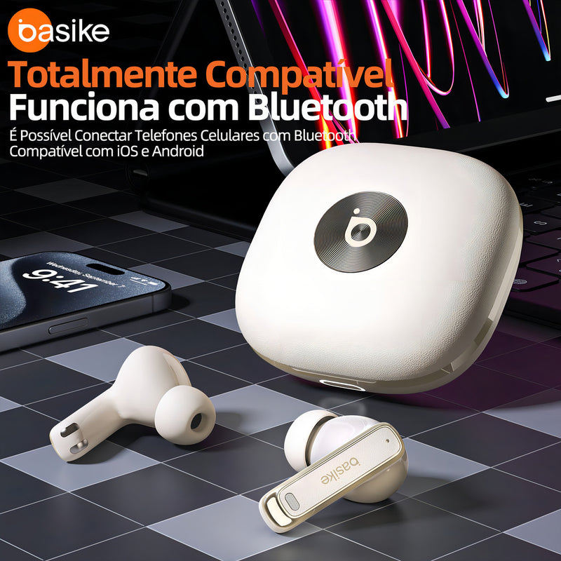 Fone de Ouvido Basike Ba FON 248 Bluetooth Com Cancelamento de Ruido Bateria de 40 horas Com Microfone