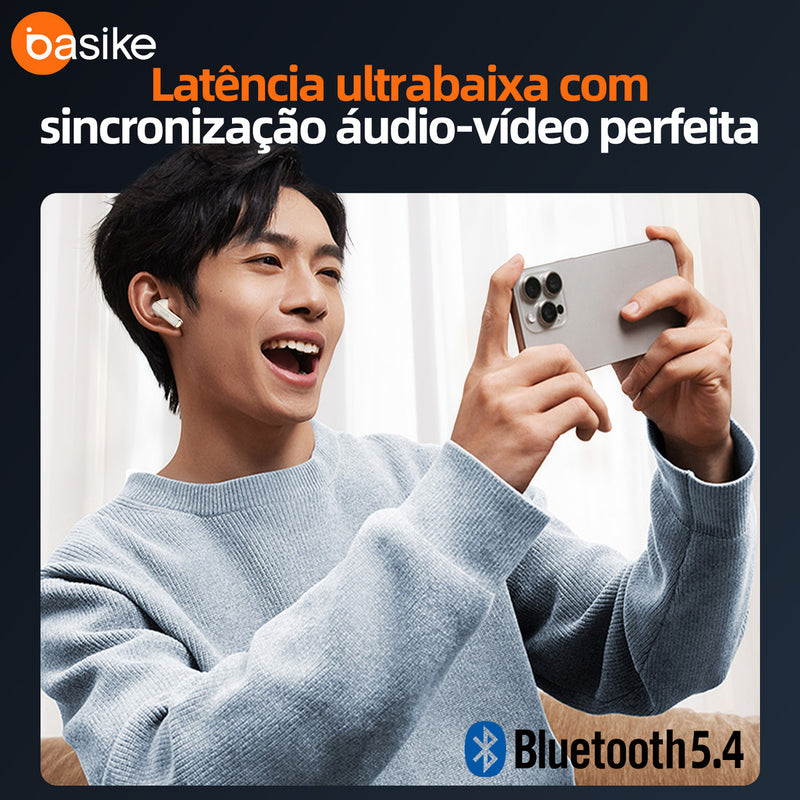 Fone de Ouvido Basike Ba FON 248 Bluetooth Com Cancelamento de Ruido Bateria de 40 horas Com Microfone