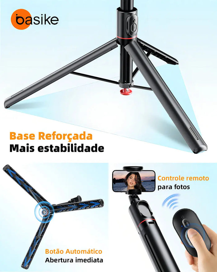 Tripé Pop-Up Basike Ba-SPO259 Automático Bastão de Selfie Para Celular 360º - Basike Brasil Oficial