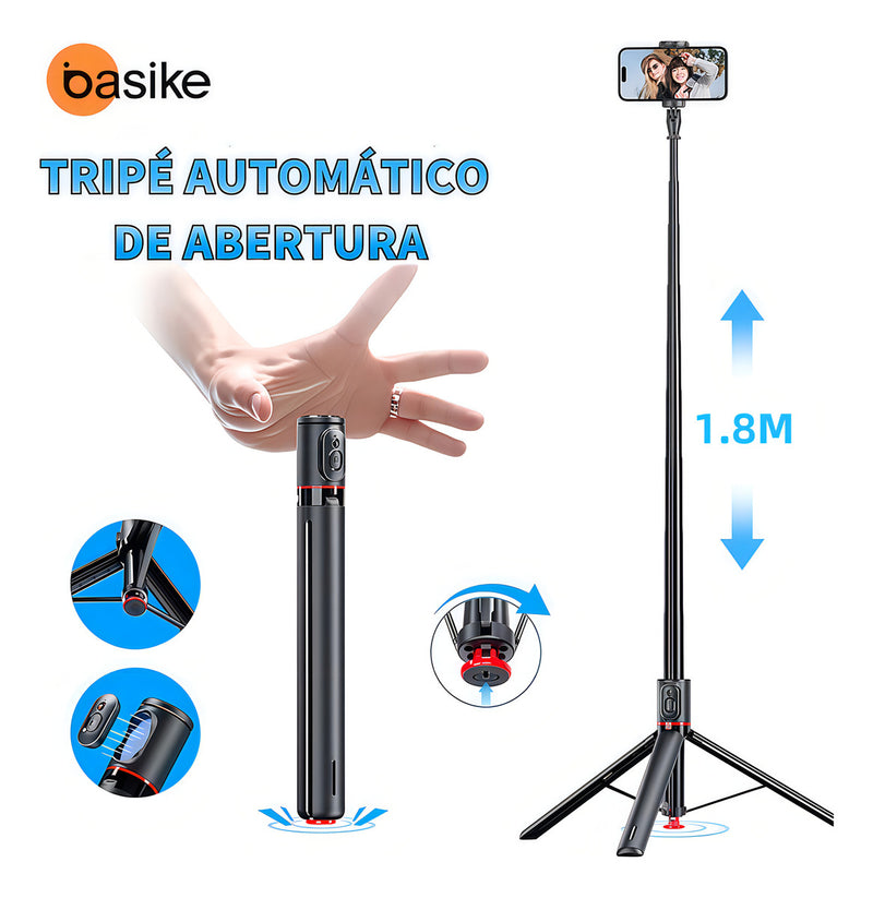 Tripé Pop-Up Basike Ba-SPO259 Automático Bastão de Selfie Para Celular 360º