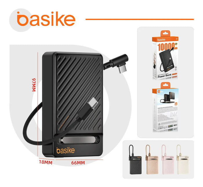 Carregador Portátil Power Bank Basike Ba POW 219 10.000mAh Com indução Ultra fFino - Basike Brasil Oficial