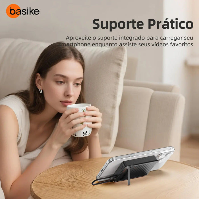 Carregador Portátil Power Bank Basike Ba POW 219 10.000mAh Com indução Ultra fFino - Basike Brasil Oficial