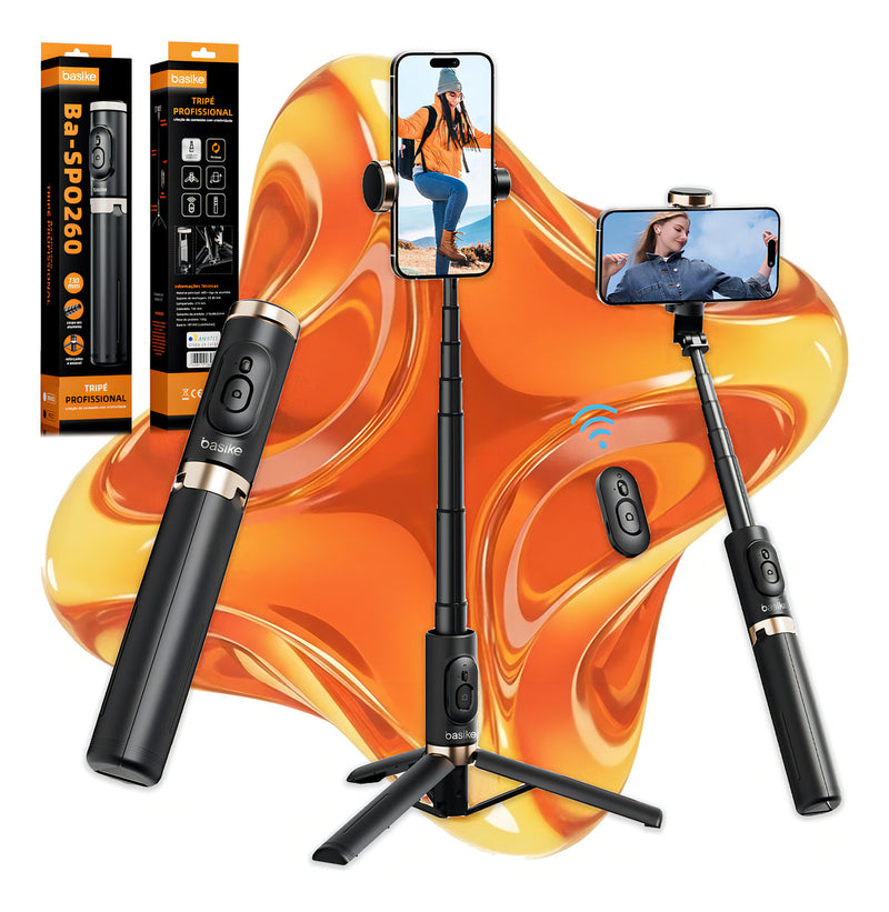 Tripé Bastão Basike Ba-SPO260 0,70m Pau de Selfie Mini Portátil Com Controle