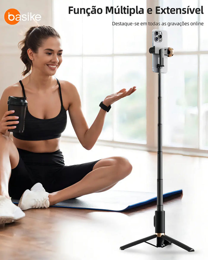 Tripé Bastão Basike Ba-SPO260 0,70m Pau de Selfie Mini Portátil Com Controle - Basike Brasil Oficial