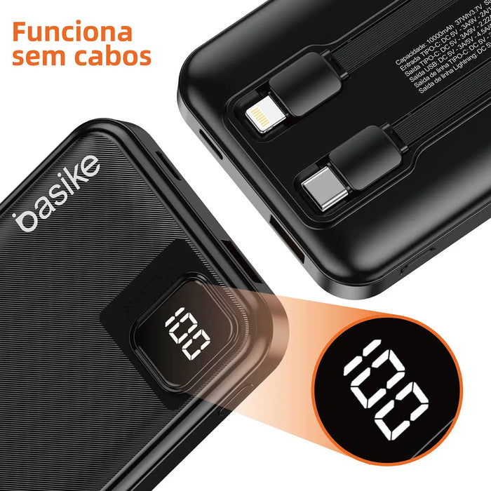 Power Bank Basike B 078 10.000mAh 22.5W Carga Rápida Com Display - Basike Brasil Oficial