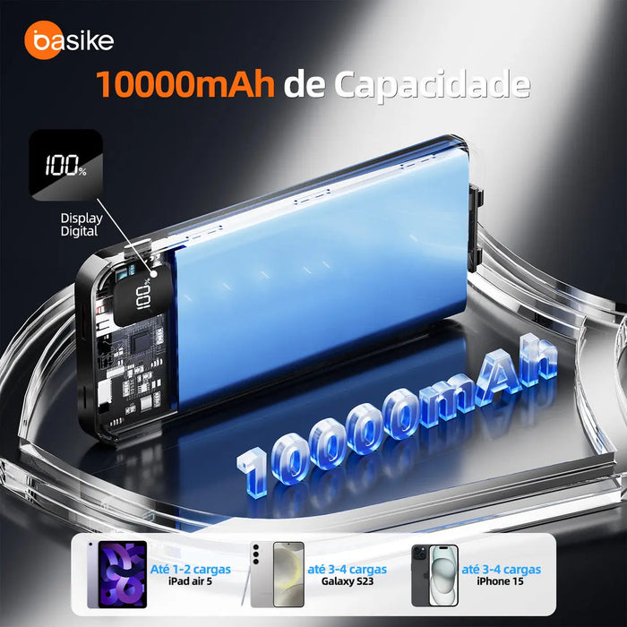 Power Bank Basike B 078 10.000mAh 22.5W Carga Rápida Com Display - Basike Brasil Oficial
