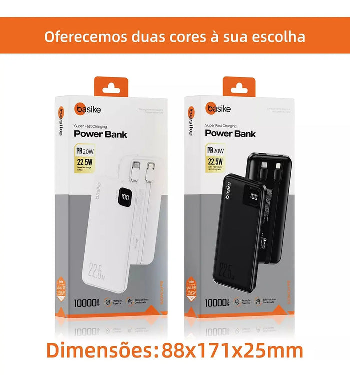 Power Bank Basike B 078 10.000mAh 22.5W Carga Rápida Com Display - Basike Brasil Oficial