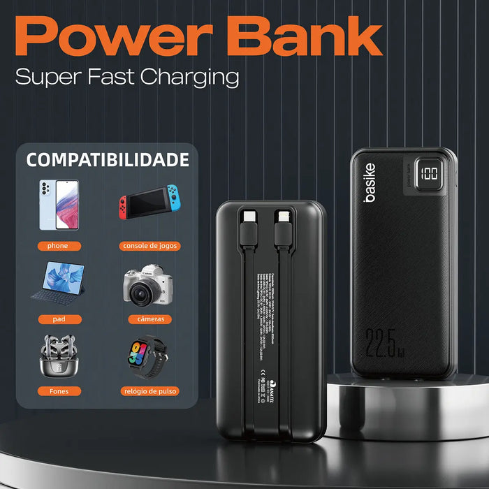 Power Bank Basike B 078 10.000mAh 22.5W Carga Rápida Com Display - Basike Brasil Oficial