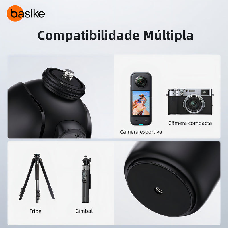 Gimbal Basike Ba-SPO264 Suporte Inteligente 360º Rastreador com IA Segue Rosto
