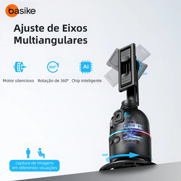 Gimbal Basike Ba-SPO264 Suporte Inteligente 360º Rastreador com IA Segue Rosto - Basike Brasil Oficial