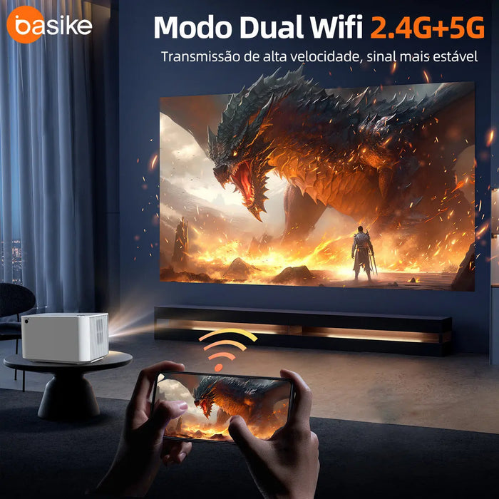 Projetor Basike Ba TY 163 HD 1080p Com Wifi Dual Band Com Foco automatico Bluetooth 20.000 Lumens. - Basike Brasil Oficial
