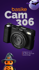 Câmera Fotografica Basike Ba CAM306 Digital 5K 64mp 18x Inteligente com AI Cartão Sd 32gb