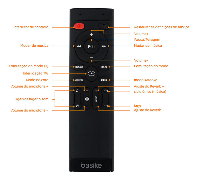 Caixa de Som Basike Ba RAD 063 160W Bluetooth Com Dois Microfones  RGB TWS 1+1 Bateria de 6 Horas