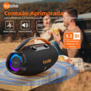 Caixa de Som Basike Ba RAD 207 80W IPX5 Portátil Bluetooth RGB Inteligente