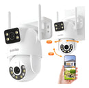 Câmera de Segurança Basike Ba CAM 002 4K para Telhado Externo Rastreamento de Pessoas 8x Zoom Controle Wi-Fi Lente Dupla Visão Noturna Rotação 355°/90° Áudio Bidirecional Armazenamento em Nuvem/TF