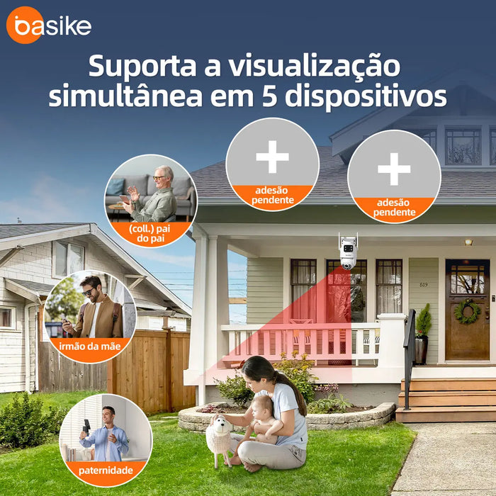 Câmera de Segurança Basike Ba CAM 002 4K para Telhado Externo Rastreamento de Pessoas 8x Zoom Controle Wi-Fi Lente Dupla Visão Noturna Rotação - Basike Brasil Oficial
