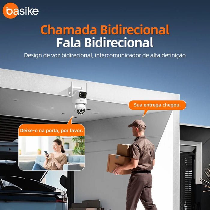 Câmera de Segurança Basike Ba CAM 002 4K para Telhado Externo Rastreamento de Pessoas 8x Zoom Controle Wi-Fi Lente Dupla Visão Noturna Rotação - Basike Brasil Oficial
