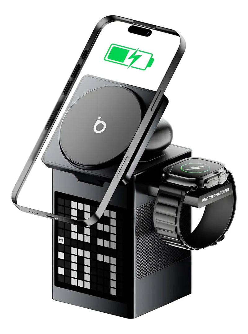 Carregador por Indução Basike Ba WXC 140 15W Despertador Pixel Bluetooth Sem Fio Rápido